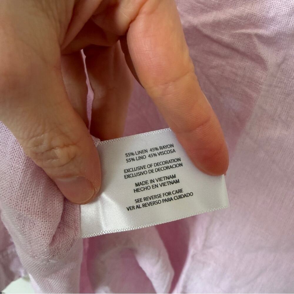 Orvis Pink / Lilac Linen Button Down Shirt Women's Size Medium - Picture 8 of 12